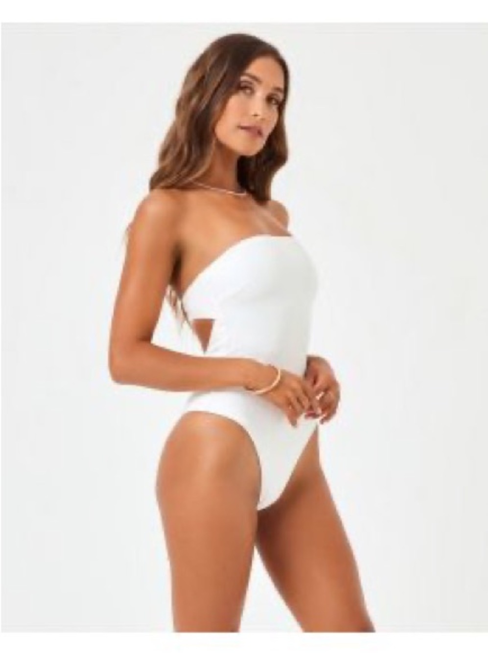 L*SPACE La Femme Sunrise Seashell One Piece Swimsuit White M Cheeky Texture